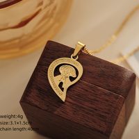 201 Stainless Steel Simple Style Basic Commute Heart Shape Human Key Pendant Necklace main image 2