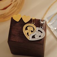 201 Stainless Steel Simple Style Basic Commute Heart Shape Human Key Pendant Necklace main image 7