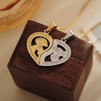 201 Stainless Steel Simple Style Basic Commute Heart Shape Human Key Pendant Necklace main image 3