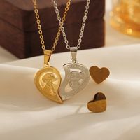 201 Stainless Steel Simple Style Basic Commute Heart Shape Human Key Pendant Necklace main image 6