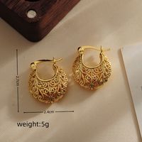 1 Pair Elegant Oval Mesh Hollow Out Copper 18K Gold Plated Hoop Earrings main image 2