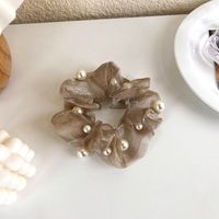 Women's Elegant Solid Color Gauze Inlay Pearl Hair Tie main image 1