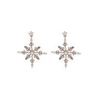 1 Pair Exaggerated Simple Style Snowflake Plating Inlay Copper Pearl 18K Gold Plated Drop Earrings main image 4