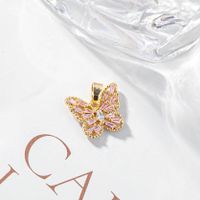 10 PCS/Package 16 * 14mm Copper Zircon Gold Plated Butterfly Polished Pendant sku image 2