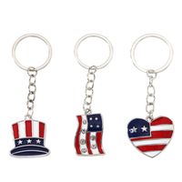 Novelty Modern Style Heart Shape American Flag Alloy Bag Pendant Keychain main image 6