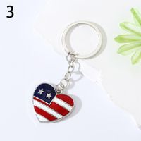 Novelty Modern Style Heart Shape American Flag Alloy Bag Pendant Keychain sku image 3