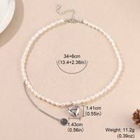 IG Style Simple Style Square Heart Shape ABS Resin Freshwater Pearl Copper Beaded Inlay Zircon Silver Plated Women's Pendant Necklace sku image 2