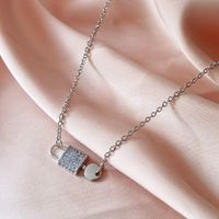 Copper 18K Gold Plated Elegant Cute Simple Style Plating Inlay Solid Color Rhinestones Pendant Necklace main image 5