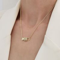 Copper 18K Gold Plated Elegant Cute Simple Style Plating Inlay Solid Color Rhinestones Pendant Necklace main image 3
