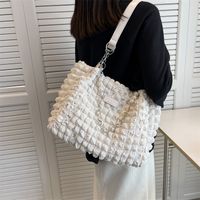 Women's Cloth Solid Color Basic Square Zipper Tote Bag main image 4