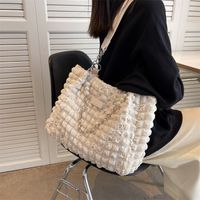 Women's Cloth Solid Color Basic Square Zipper Tote Bag main image 5