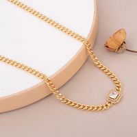 Copper 18K Gold Plated Silver Plated Hip-Hop Cool Style Inlay Square Zircon Necklace main image 4