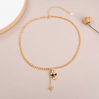 Hip-Hop Cool Style Hexagram Skull Copper Enamel Inlay Zircon 18K Gold Plated Silver Plated Women's Pendant Necklace main image 6