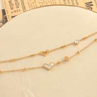 Casual Beach Round Heart Shape 304 Stainless Steel Plating Inlay Pearl Shell Zircon 18K Gold Plated Women's Anklet main image 6