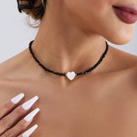 Casual Simple Style Heart Shape Artificial Crystal Alloy Beaded Women's Necklace main image 4