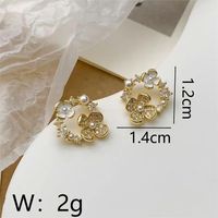 1 Pair Princess French Style Sweet Flower Inlay Copper Artificial Rhinestones Artificial Pearls Ear Studs sku image 1