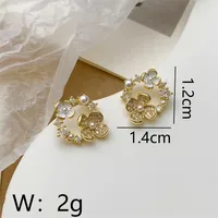 1 Par Princesa Estilo Francés Dulce Flor Embutido Cobre Diamantes De Imitación Artificiales Perlas Artificiales Pendientes sku image 1