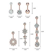 6 Pieces Belly Rings Casual Classic Style Solid Color Titanium Steel Inlay Zircon main image 2
