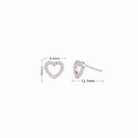 1 Paire Sucré Forme De Cœur Incruster Argent Sterling Zircon Boucles D'Oreilles main image 4