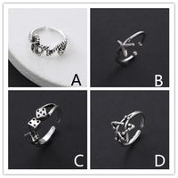 Hip-Hop Retro Letter Alloy Asymmetrical Men's Open Rings main image 1