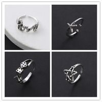 Hip-Hop Retro Letter Alloy Asymmetrical Men's Open Rings main image 2