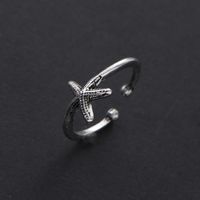 Hip-Hop Retro Letter Alloy Asymmetrical Men's Open Rings sku image 2