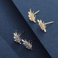 1 Pair Simple Style Classic Style Grain Plating Inlay Sterling Silver Zircon 14K Gold Plated Ear Studs main image 3