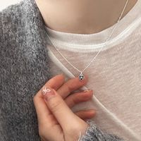 Sterling Silber IG-Stil Dame Koreanische Art Inlay Herzform Künstliche Perlen Halskette Mit Anhänger main image 8