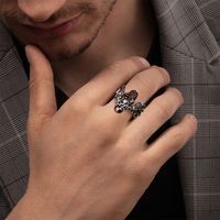 Funny Rock Punk Skull Copper Inlay Zircon Men's Rings main image 1