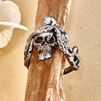 Funny Rock Punk Skull Copper Inlay Zircon Men's Rings main image 4