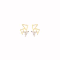 1 Pair Simple Style Classic Style Geometric Plating Inlay Sterling Silver Zircon 14K Gold Plated Ear Studs main image 4