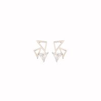 1 Pair Simple Style Classic Style Geometric Plating Inlay Sterling Silver Zircon 14K Gold Plated Ear Studs main image 5