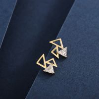1 Pair Simple Style Classic Style Geometric Plating Inlay Sterling Silver Zircon 14K Gold Plated Ear Studs main image 6
