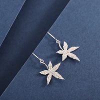 1 Pair Simple Style Classic Style Leaf Plating Inlay Sterling Silver Zircon 14K Gold Plated Drop Earrings main image 3