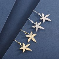 1 Pair Simple Style Classic Style Leaf Plating Inlay Sterling Silver Zircon 14K Gold Plated Drop Earrings main image 1