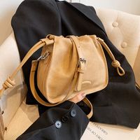Women's Medium Pu Leather Solid Color Classic Style Bucket String Bucket Bag main image 4