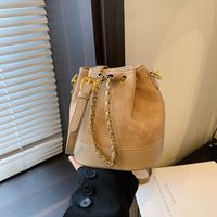 Women's Medium Pu Leather Solid Color Basic Bucket String Crossbody Bag main image 1