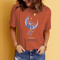 Femmes T-Shirt Manche Courte T-shirts Impression Vêtement De Rue Lettre Lune main image 1