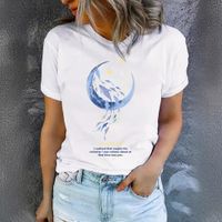 Femmes T-Shirt Manche Courte T-shirts Impression Vêtement De Rue Lettre Lune main image 2