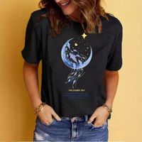 Femmes T-Shirt Manche Courte T-shirts Impression Vêtement De Rue Lettre Lune main image 3