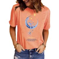 Women's T-shirt Short Sleeve T-Shirts Printing Streetwear Letter Moon main image 5