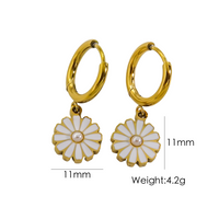 304 Stainless Steel 14K Gold Plated Cute Sweet Enamel Inlay Daisy Shell Pearls Earrings Necklace sku image 2