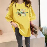 Women's T-shirt Short Sleeve T-Shirts Printing Casual Letter Leaves main image 3