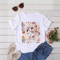 Frau T-Shirt Kurzarm T-Shirts Drucken Strassenmode Blume main image 2