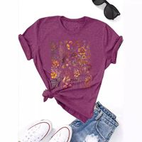 Frau T-Shirt Kurzarm T-Shirts Drucken Strassenmode Blume main image 3