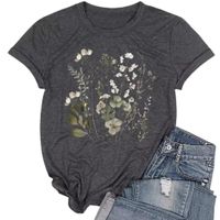 Frau T-Shirt Kurzarm T-Shirts Drucken Strassenmode Blume main image 5