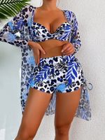 Mujeres Vacaciones Impresión Leopardo Juego De 3 Piezas Bikinis Traje De Baño main image 3