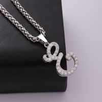 304 Stainless Steel Copper Hip-Hop Basic Classic Style Inlay Letter Zircon Pendant Necklace main image 8