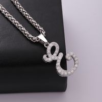 304 Stainless Steel Copper Hip-Hop Basic Classic Style Inlay Letter Zircon Pendant Necklace sku image 5