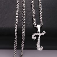 304 Stainless Steel Copper Hip-Hop Basic Classic Style Inlay Letter Zircon Pendant Necklace main image 10